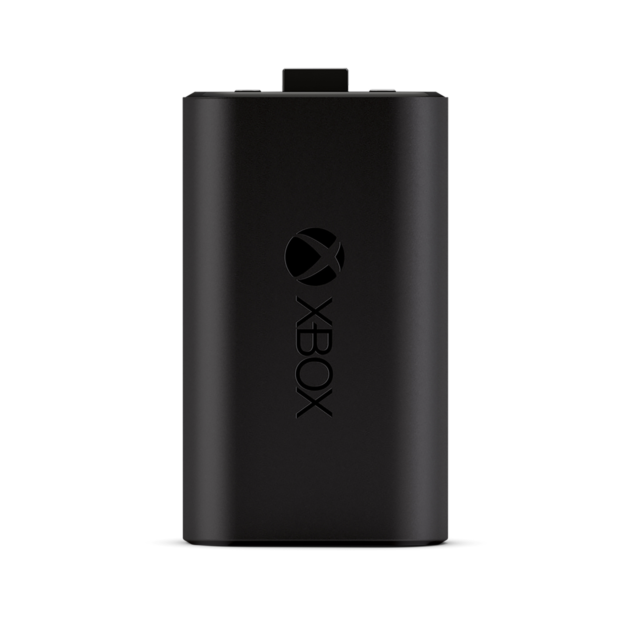 Czarny akumulator Xbox z logo Xbox i klapką zwalniającą na górze.
