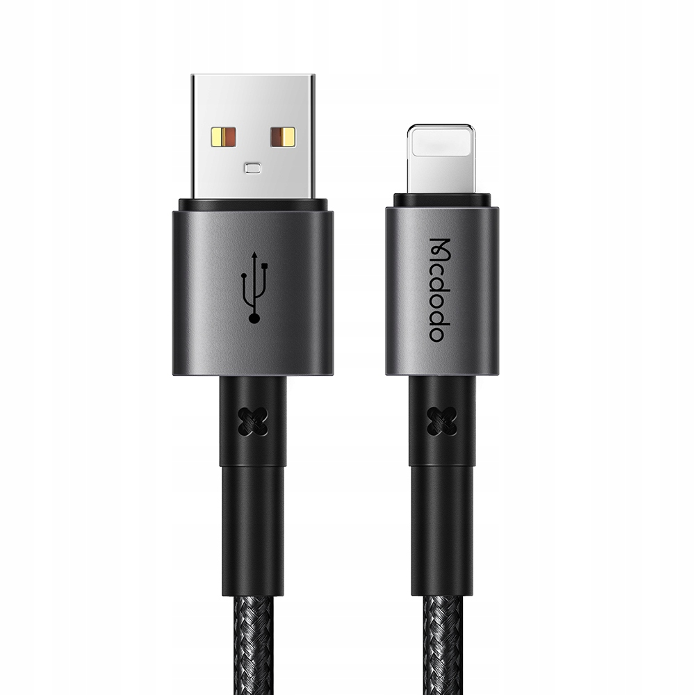 'Mcdodo' logolu gri USB-A - Lightning kablosu.