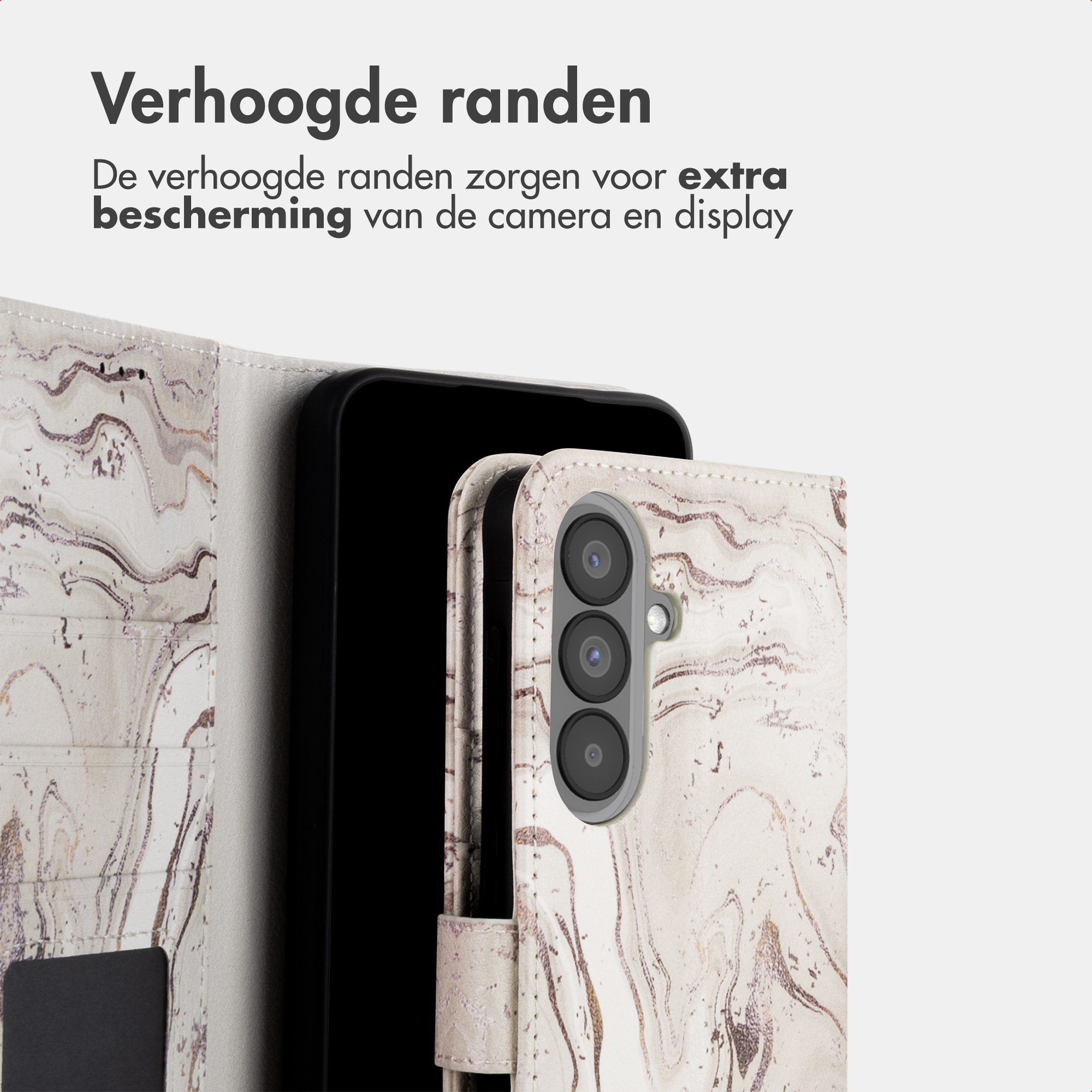 Ein Handy mit Marmormuster-Hülle, das extra Schutz bietet.