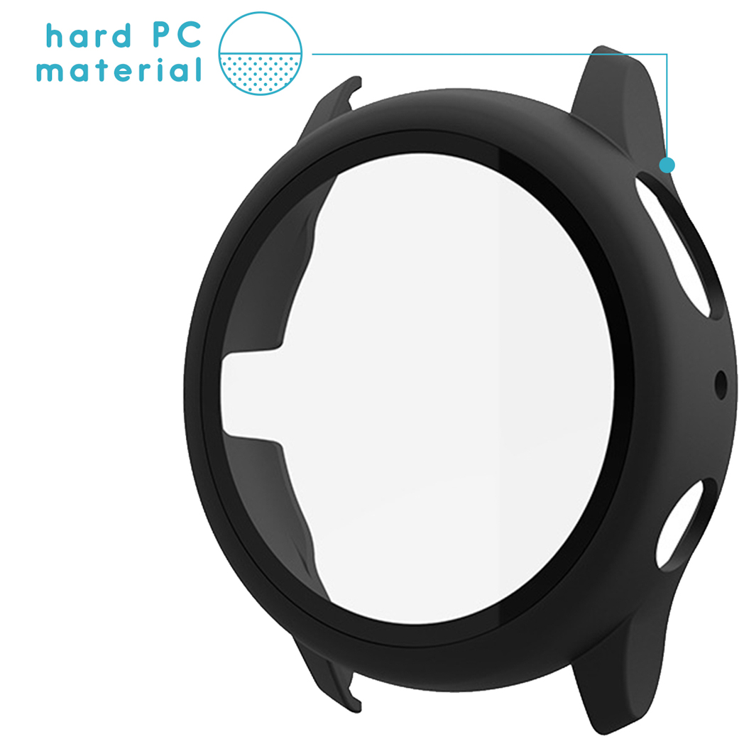 Zwarte horlogekast met uitsparingen, van hard PC-materiaal.