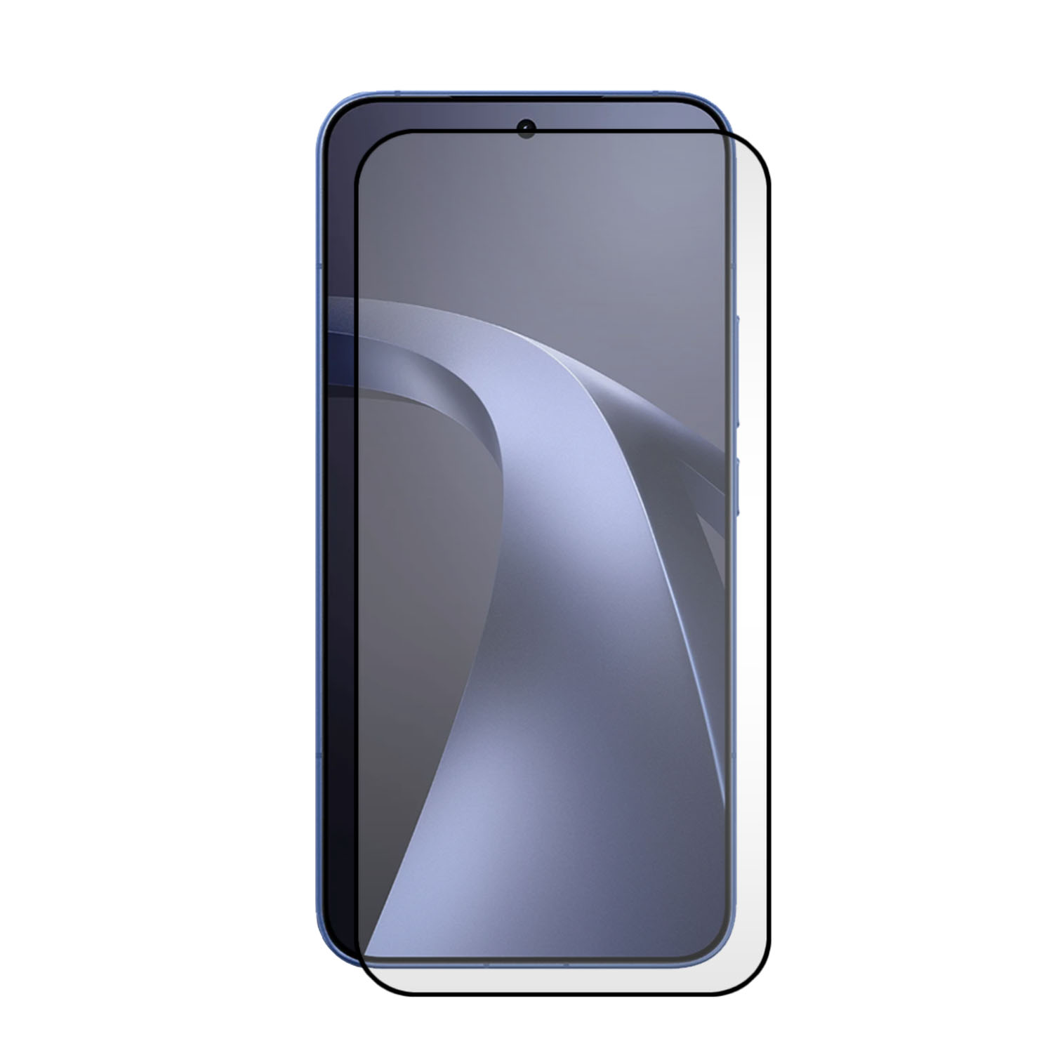 Un smartphone avec un protecteur d'écran légèrement décalé.