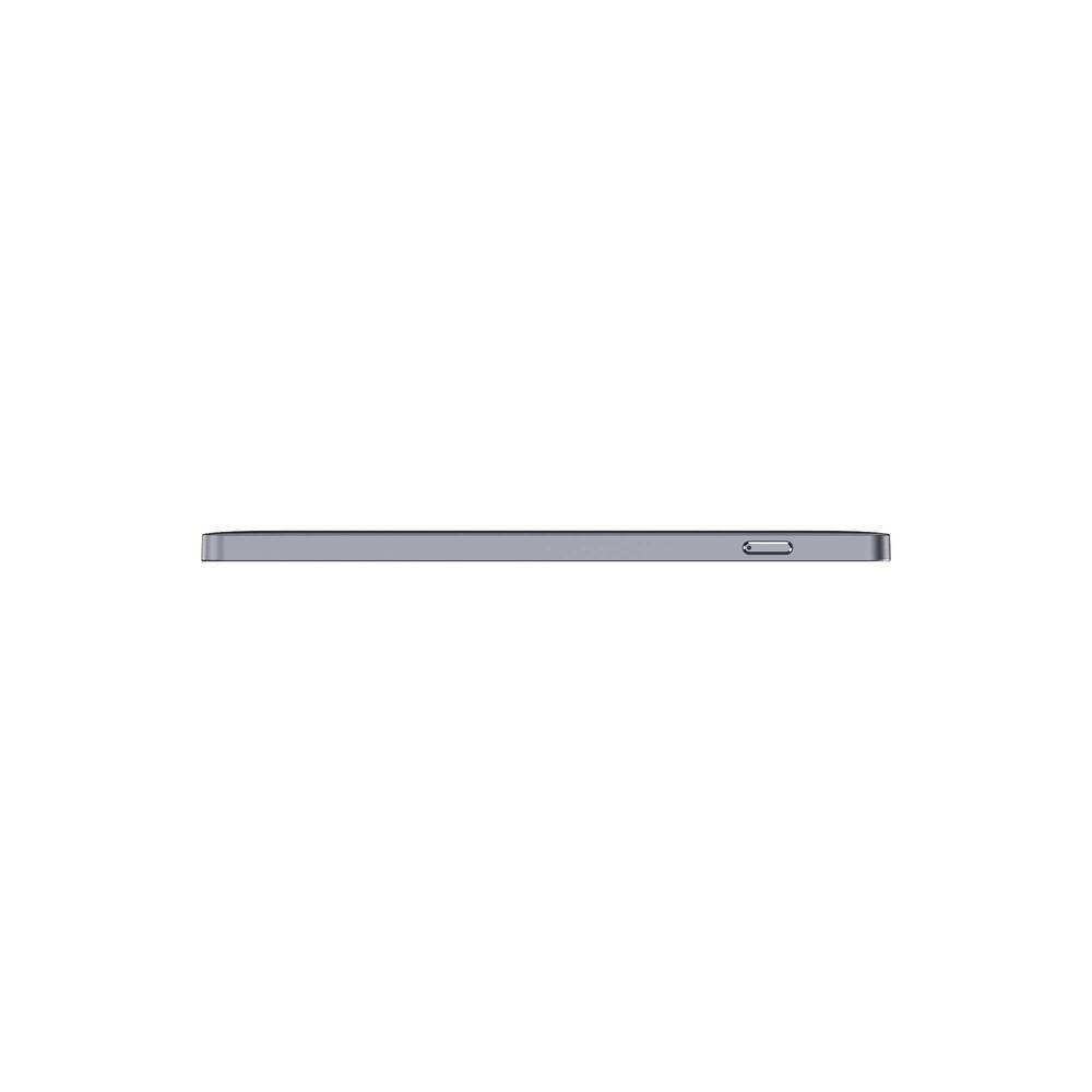 Un téléphone portable fin et gris avec un port USB-C visible sur le côté.