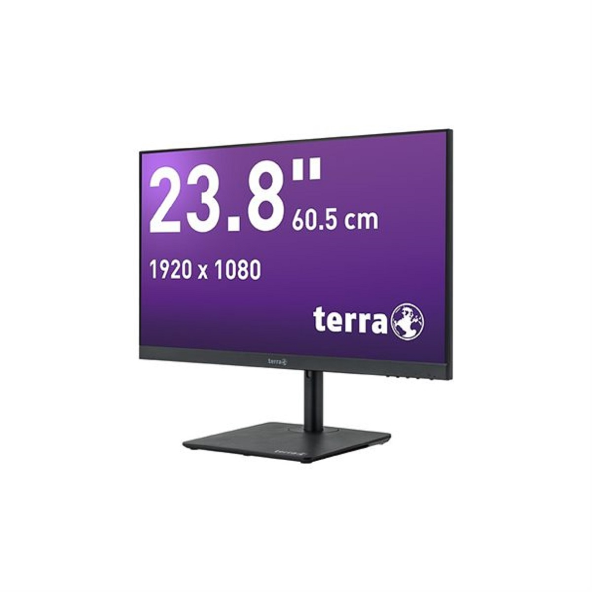 Un monitor de 23,8 pulgadas con resolución de 1920x1080 sobre un soporte negro.