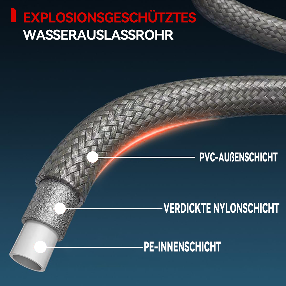 Explosionsgeschütztes Wasserauslassrohr mit PVC-, Nylon- und PE-Schichten.