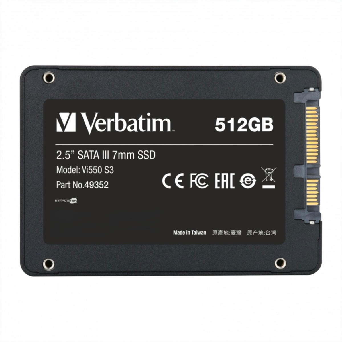 SSD Verbatim 512Go 2.5" SATA III 7mm, Modèle Vi550 S3.