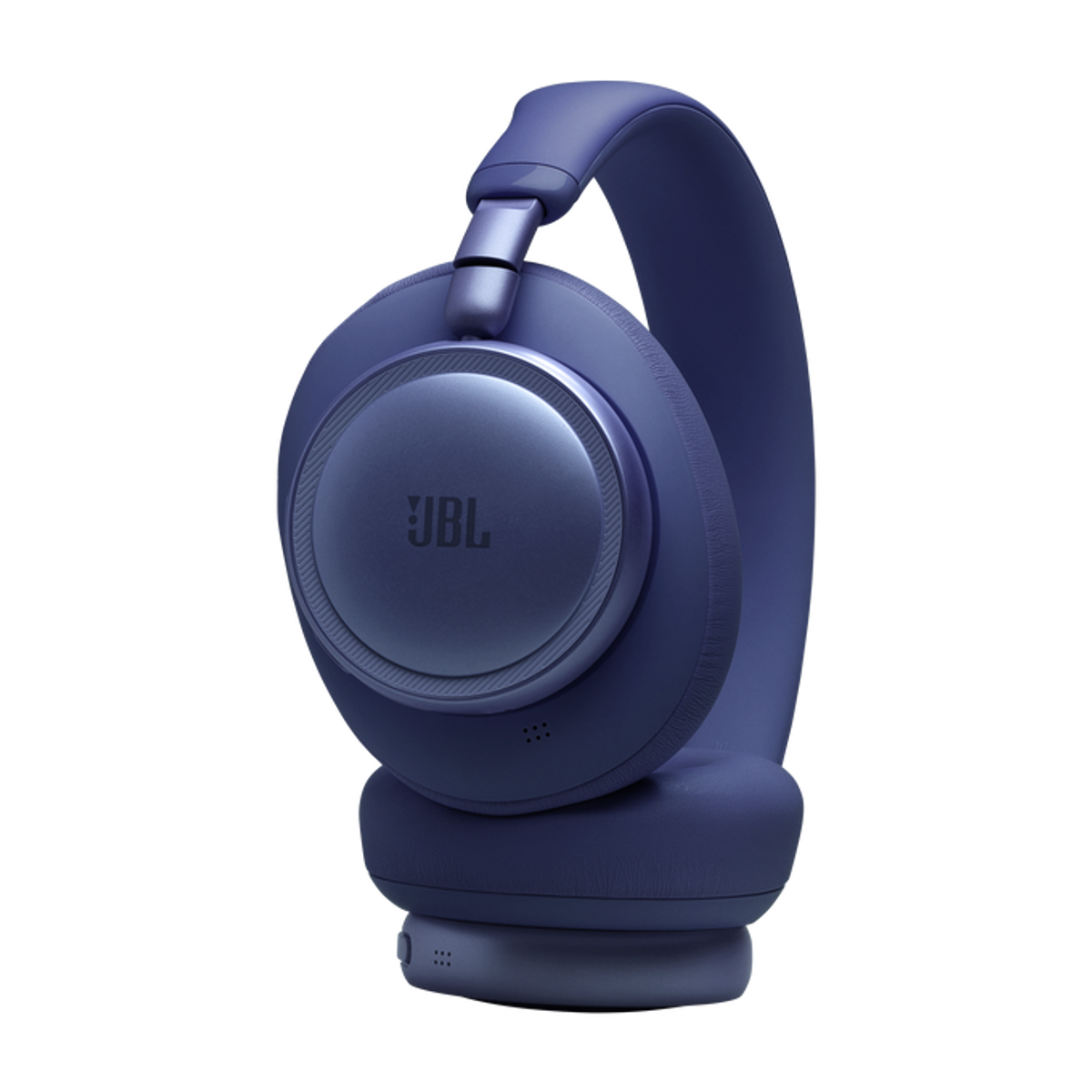Dunkelblaue JBL-Kopfhörer mit gepolstertem Kopfbügel und Ohrmuscheln.