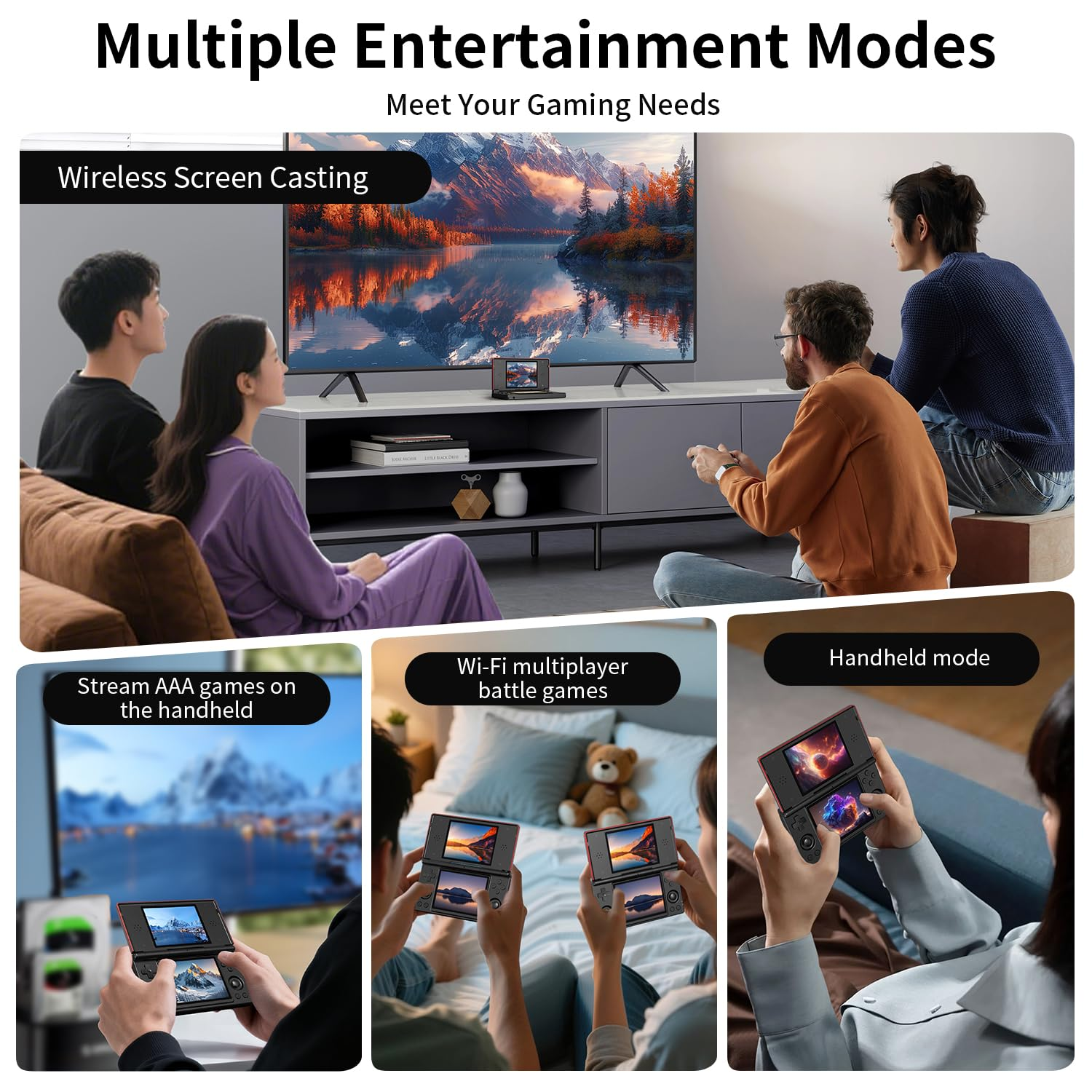 Meerdere entertainmentmodi: Draadloos scherm casten, handheld modus, AAA-games streamen.