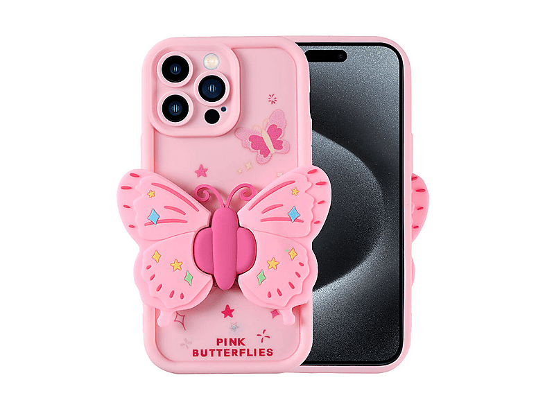 LOPARD iPhone 15 Pro Max Uyumlu Kamera Korumalı Figür Tasarımlı Kapya Kapak Telefon Kılıfı Açık Pembe