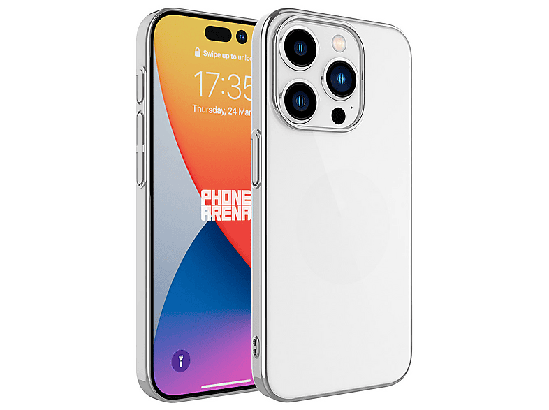 LOPARD iPhone 15 Pro Uyumlu Sert PC Renkli Çerçeveli Riksos Kapak Telefon Kılıfı Gümüş