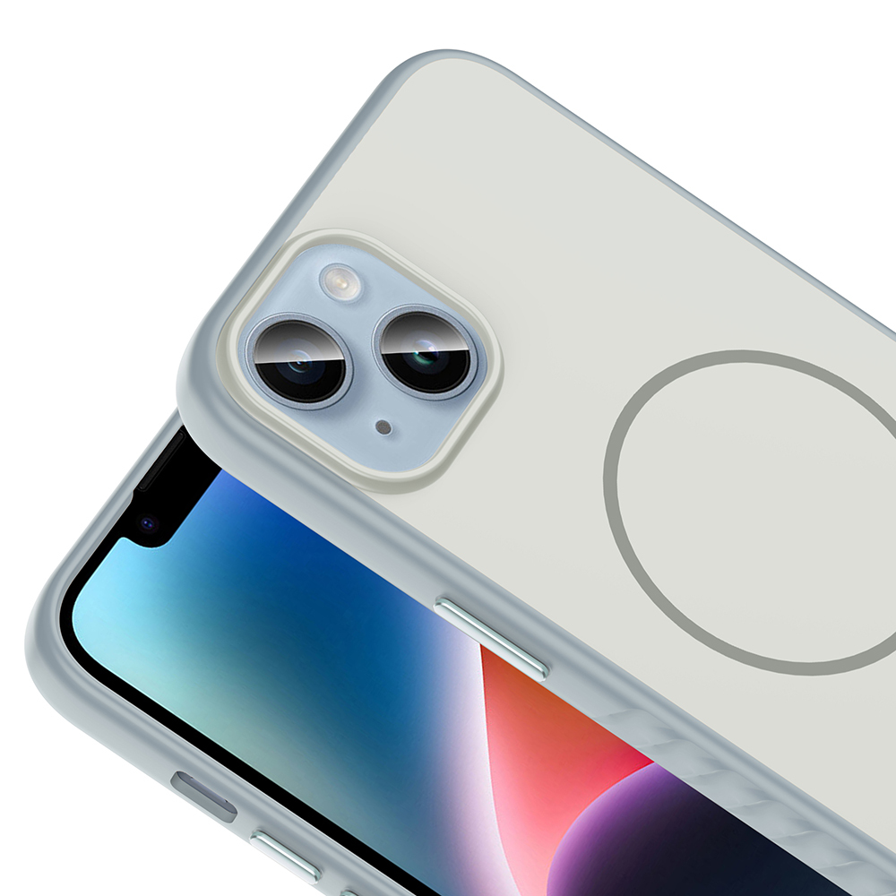 MagSafe dairesel işaretli şeffaf telefon kılıfı.