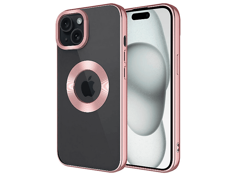LOPARD iPhone 15 Uyumlu Kamera Korumalı Logo Gösteren Omega Kapak Telefon Kılıfı Pembe