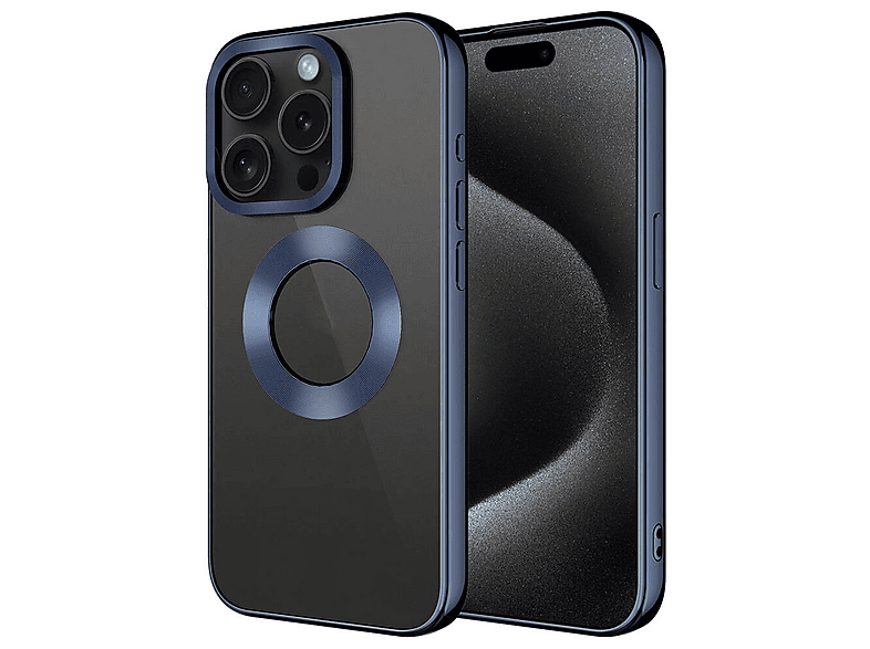 LOPARD iPhone 15 Pro Uyumlu Tek Kamera Çerçeveli Logo Gösteren Omega Kapak Telefon Kılıfı Lacivert