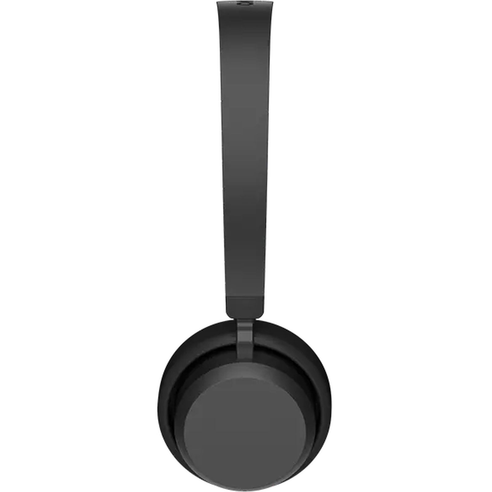 Zwarte over-ear koptelefoon met smalle hoofdband, geïsoleerd op witte achtergrond.