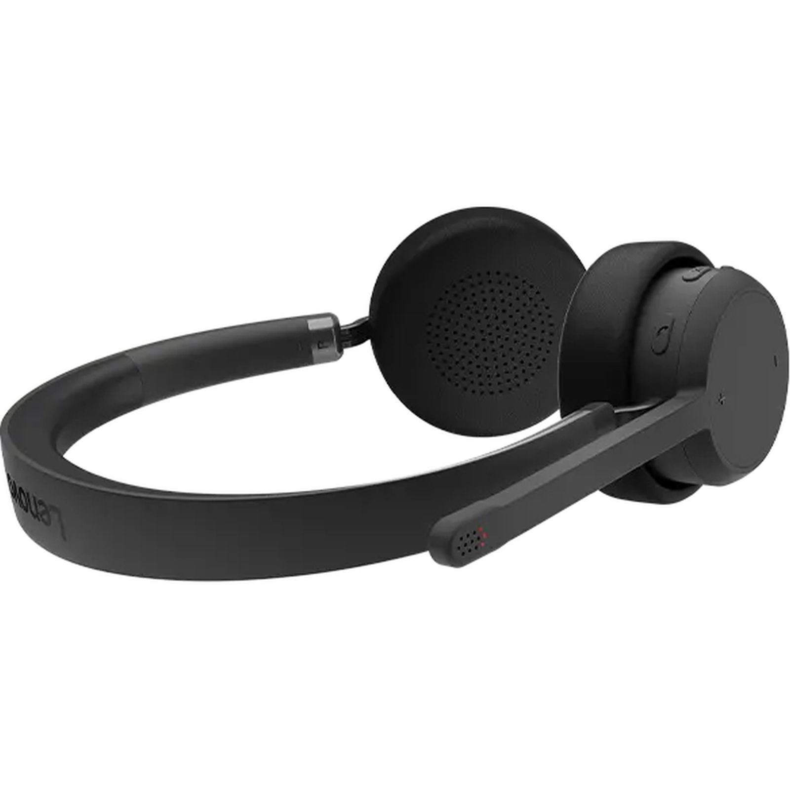 Zwarte Lenovo headset met microfoon en oorkussens.