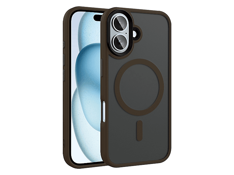 LOPARD iPhone 16 Plus Uyumlu Mat Arka Yüzey Wireless Şarj Özellikli Flet Mgsafe Kapak Telefon Kılıfı Pembe Kahverengi
