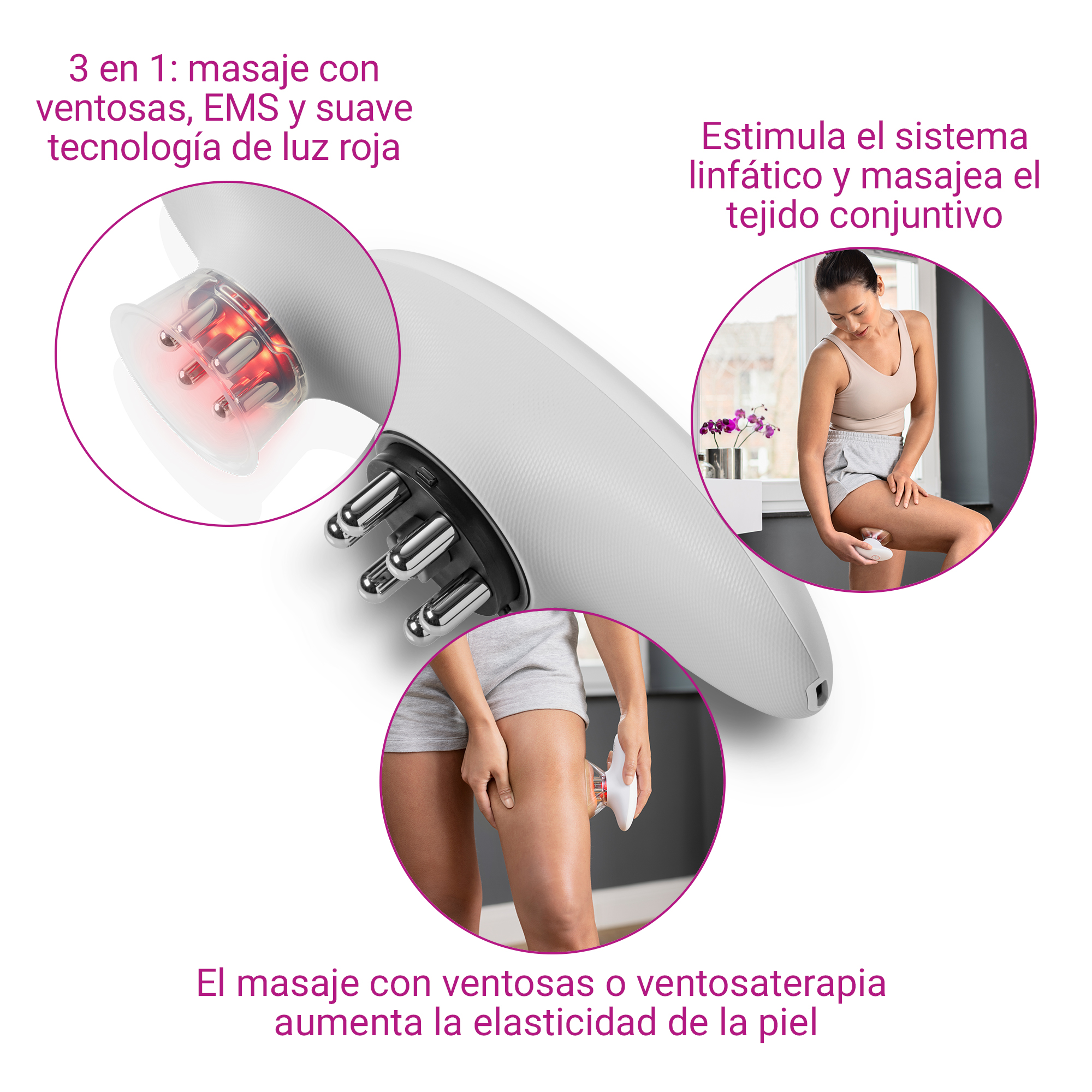 Ein Gerät mit roten Lichtern und Metallspitzen für Massage und EMS.
