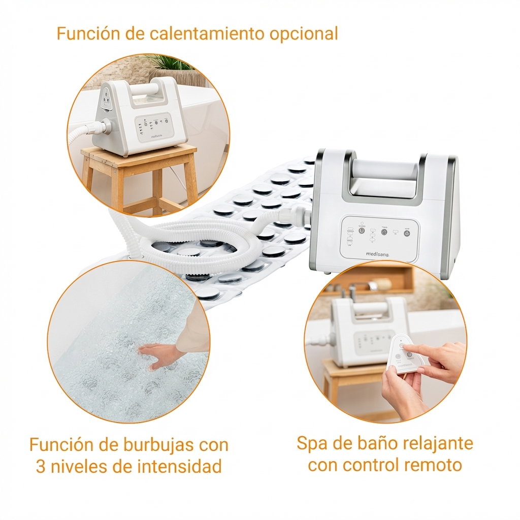 Un spa avec tapis de bain gonflable, unité de contrôle et télécommande.