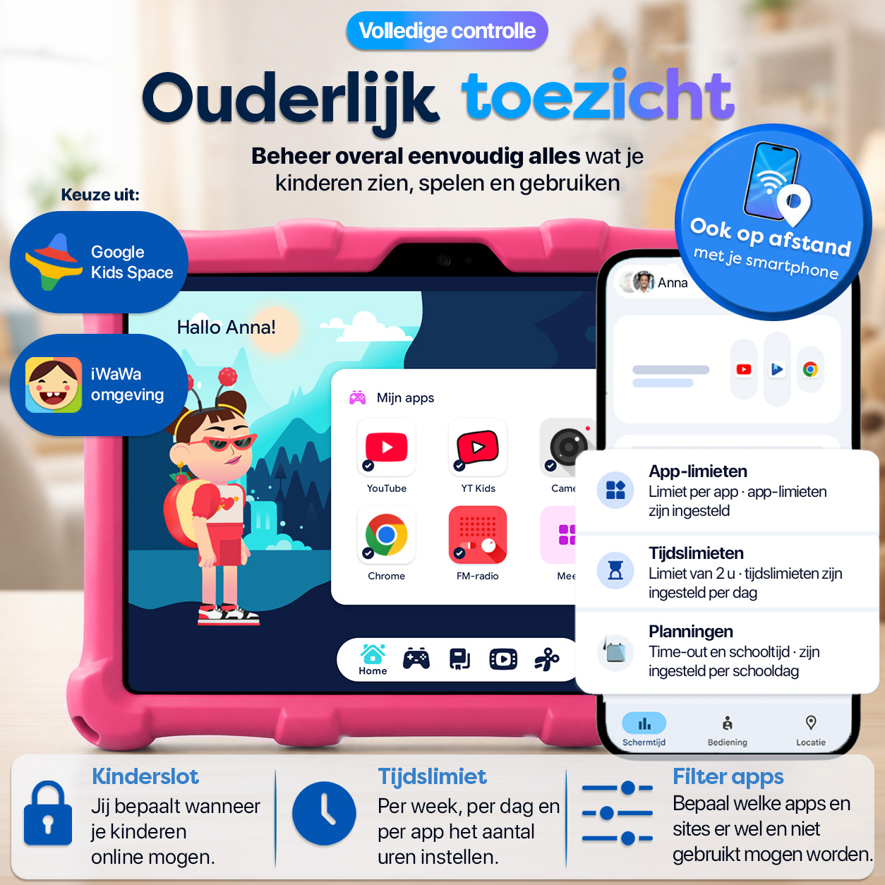 Tablet mit Kindersicherung: App-Limits, Zeitlimits, Zeitpläne, Kindersperre & App-Filter.