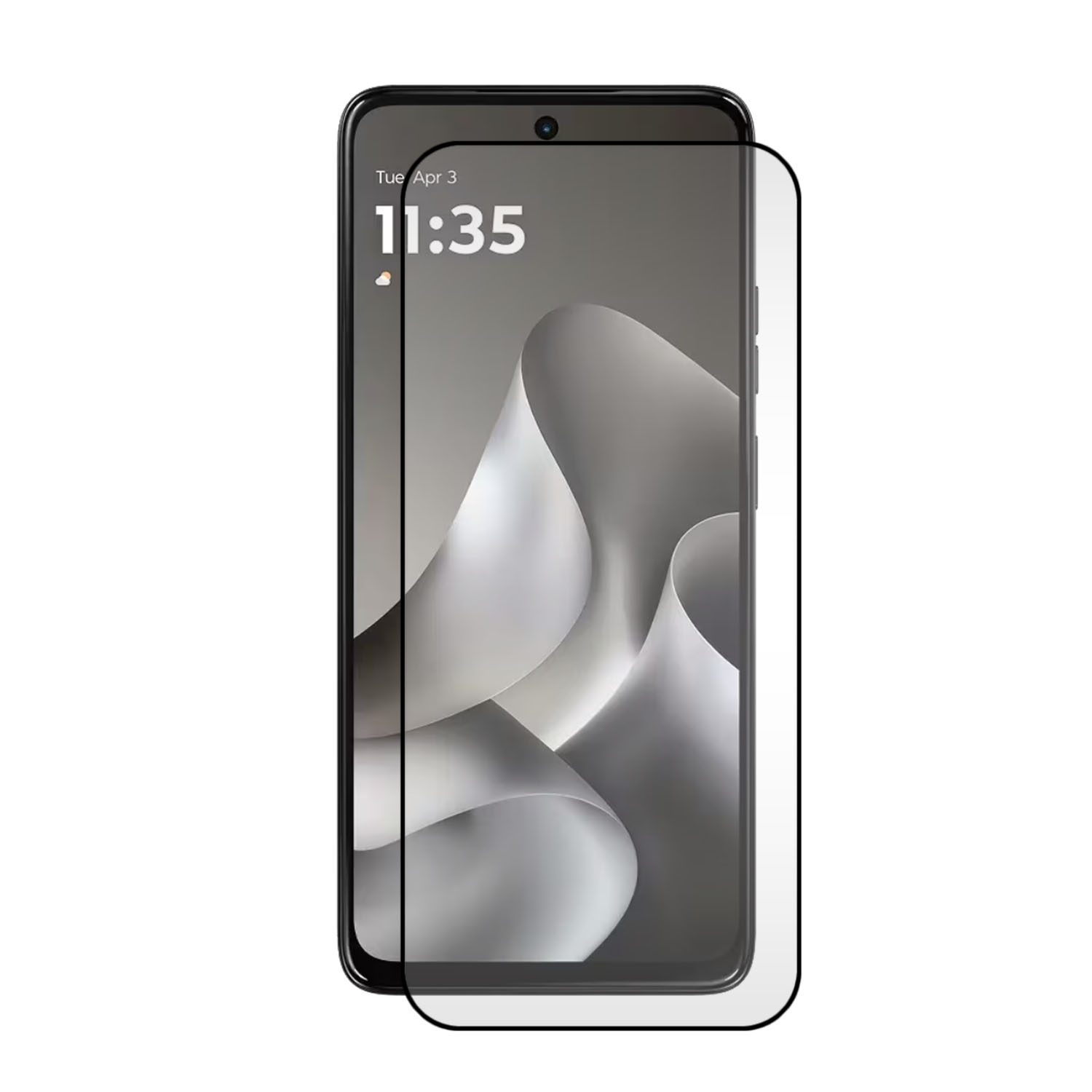 Een screenprotector voor een smartphone op witte achtergrond.