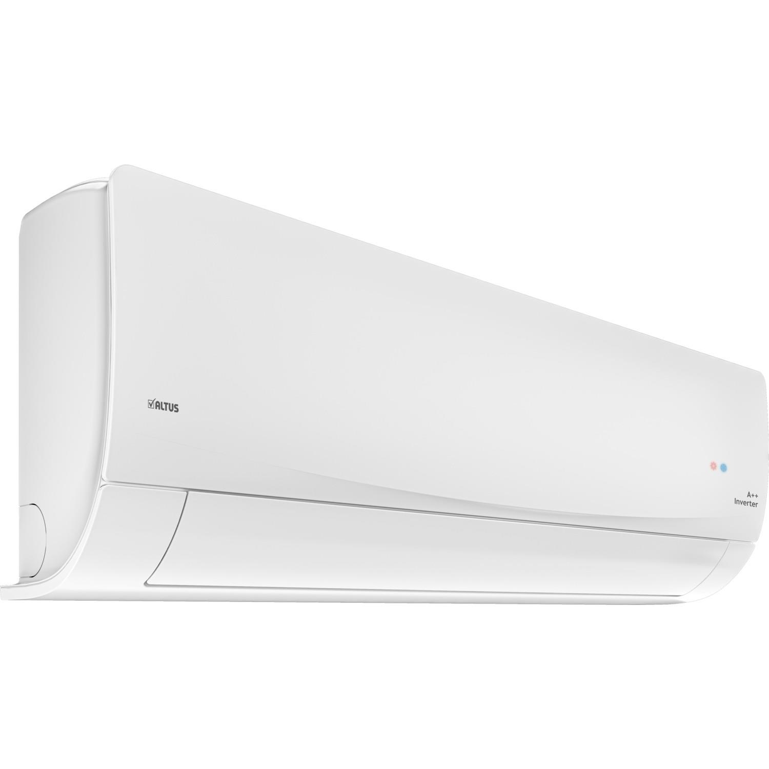 Beyaz bir klima iç ünite, 'ALTUS' logosu ve A++ Inverter etiketi ile.