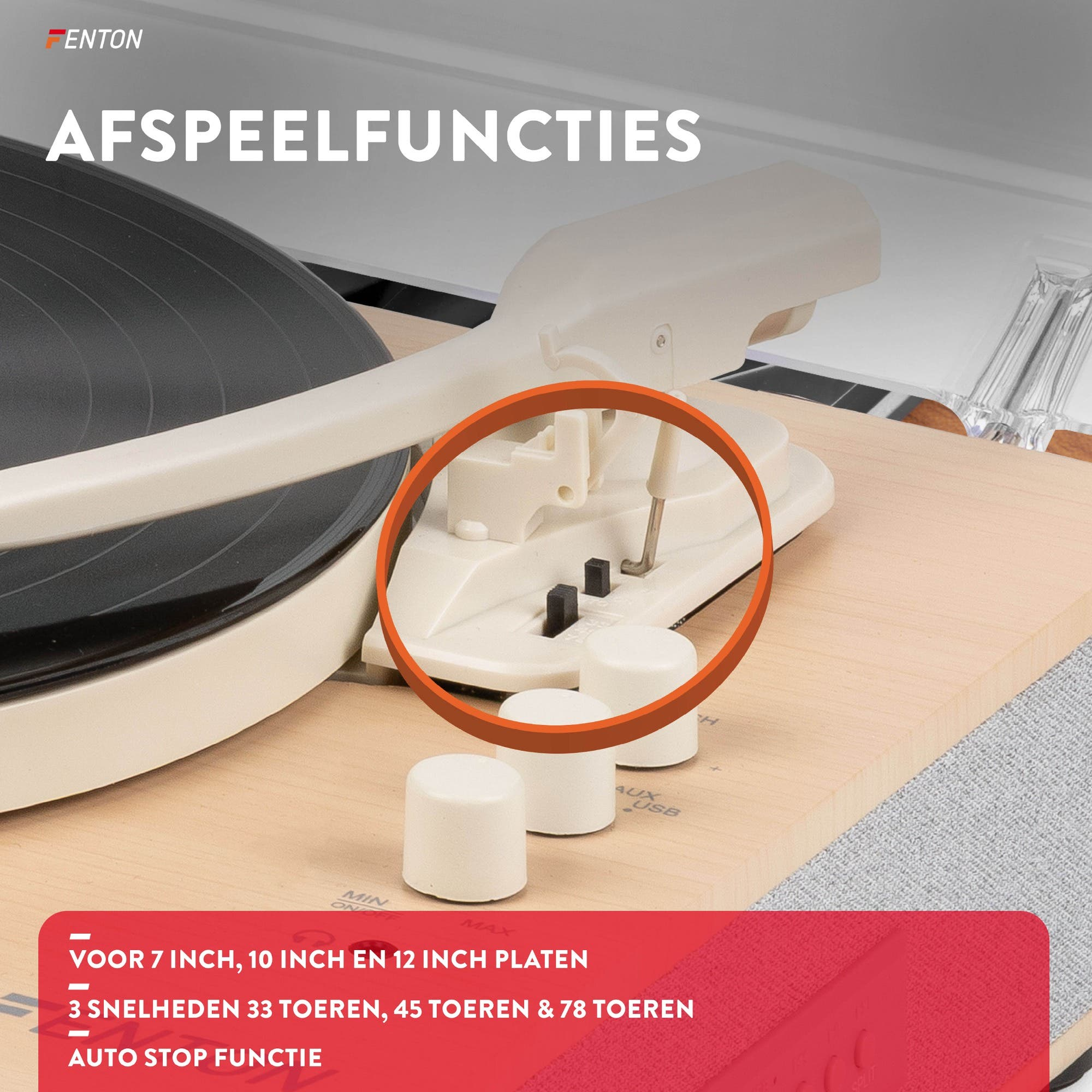 Un tocadiscos de tres velocidades con función de parada automática.