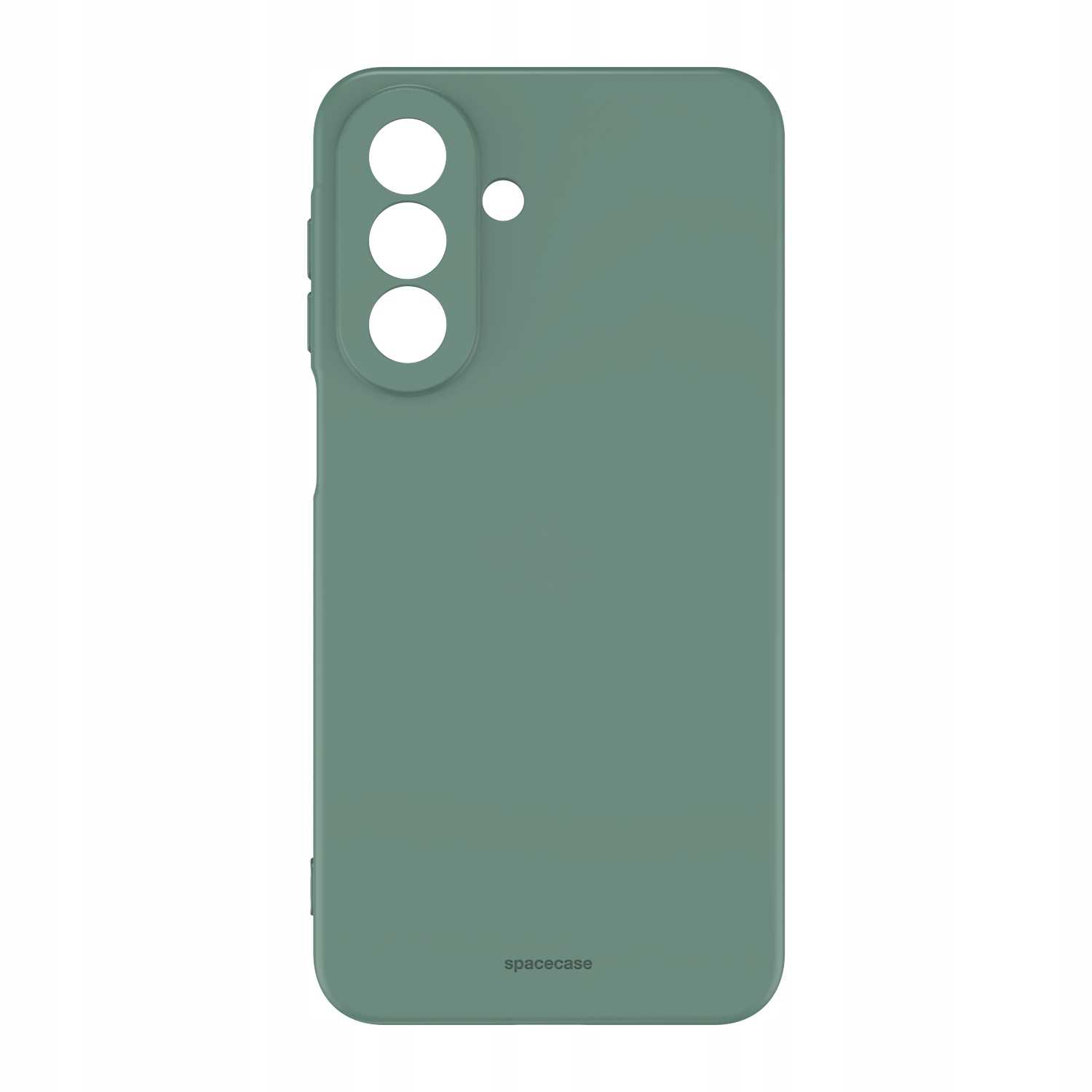 Zielone etui na telefon z trzema okrągłymi wycięciami na aparat.