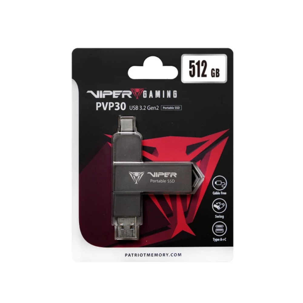 Przenośny dysk SSD Viper Gaming PVP30 512 GB USB 3.2 Gen2 w opakowaniu.