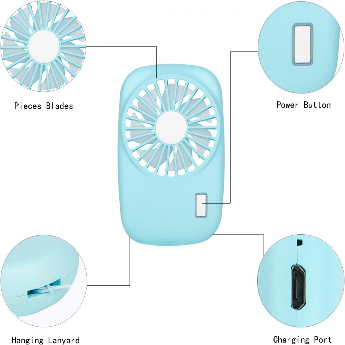 KOVENA Leichter 2-Stufen Mini Fan Blau Handventilator Not available 