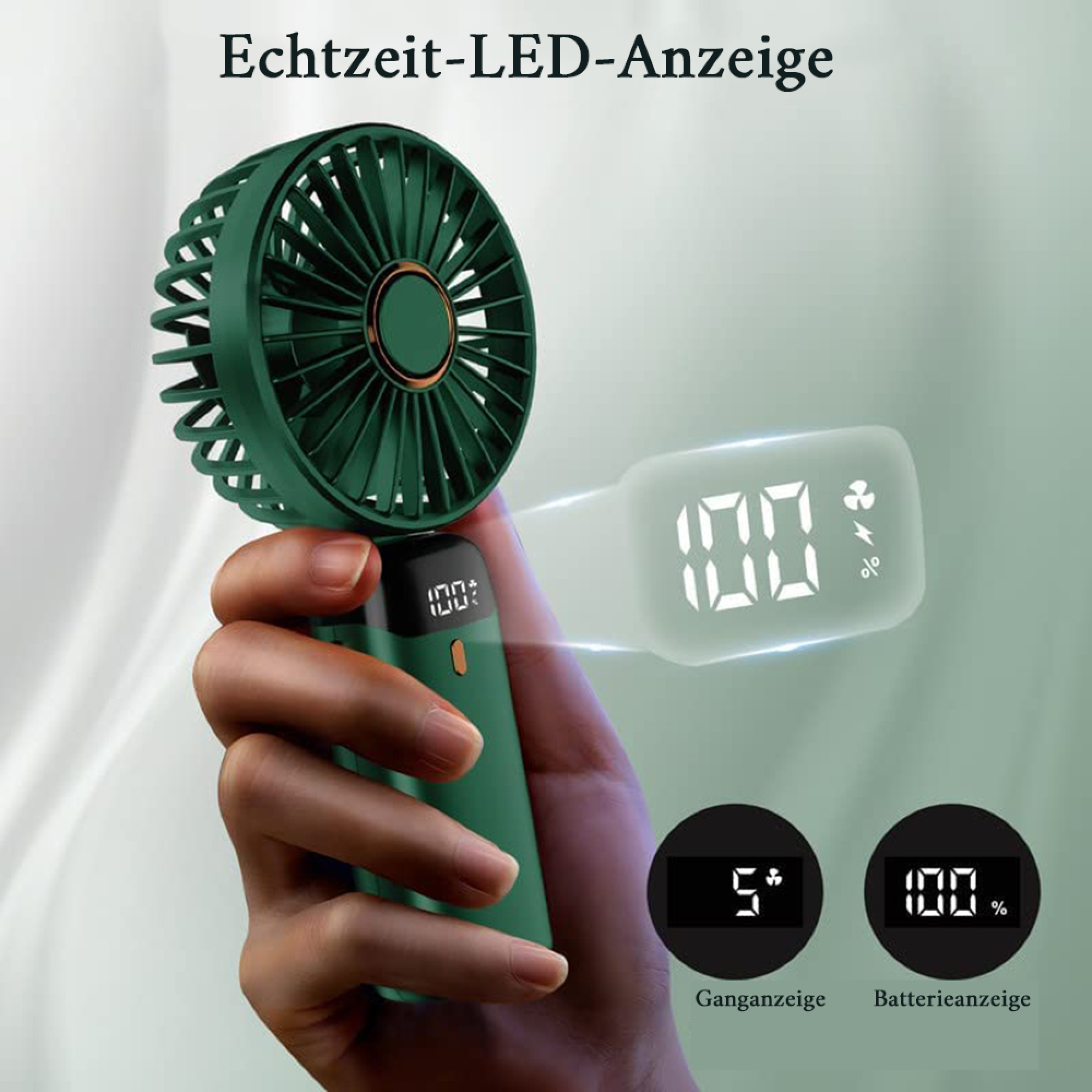 KOVENA 5 Stufen LED 4000mAh Leise USB Tischventilator Not available 