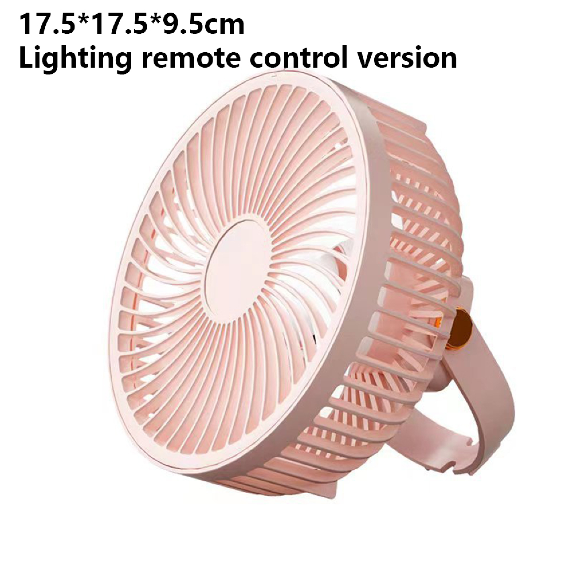 Ein rosafarbener Ventilator mit Gitter und Ständer auf weißem Hintergrund.