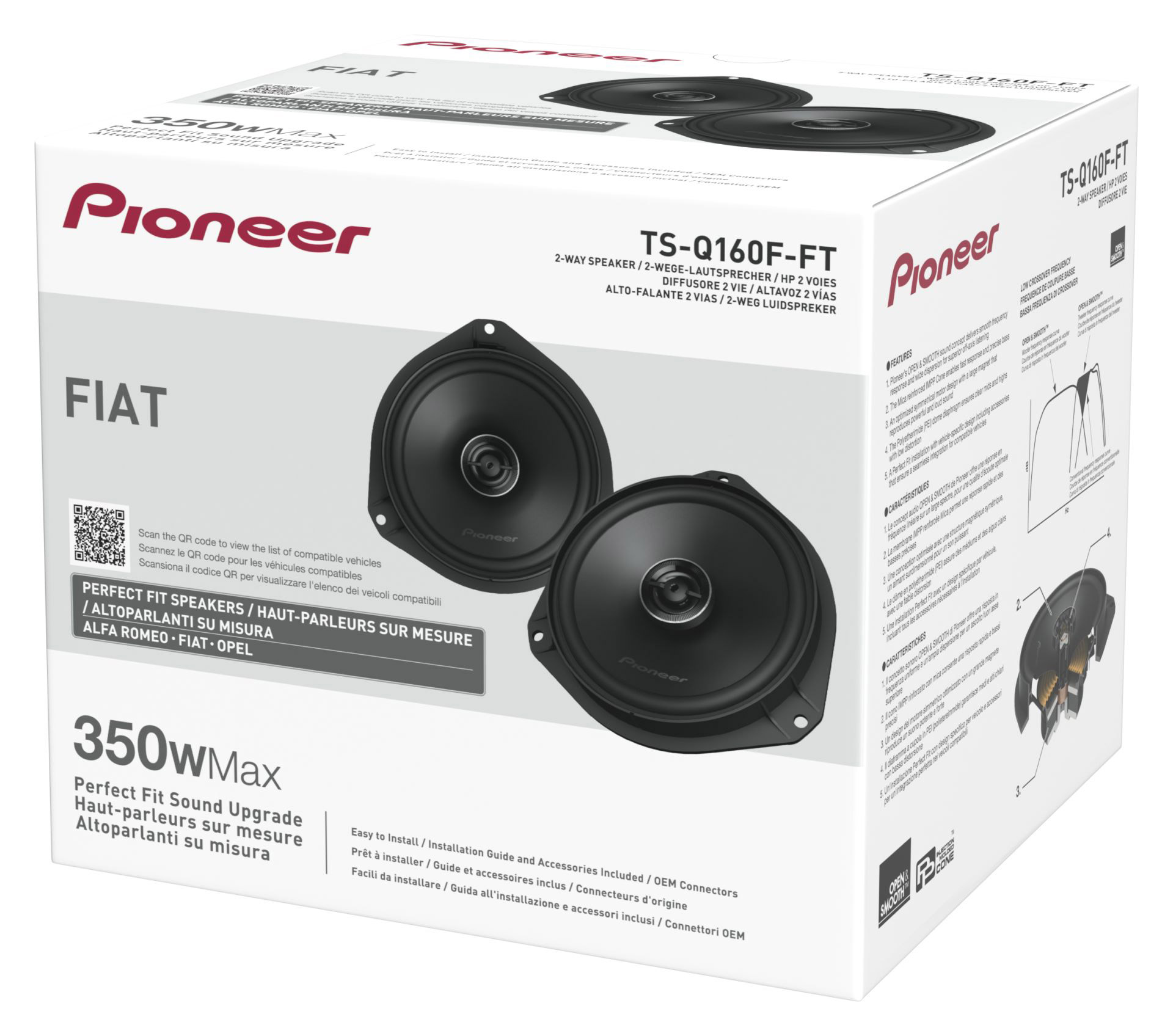 Pioneer Lautsprecher TS-Q160F-FT in Verpackung mit Fiat-Logo, 350W.