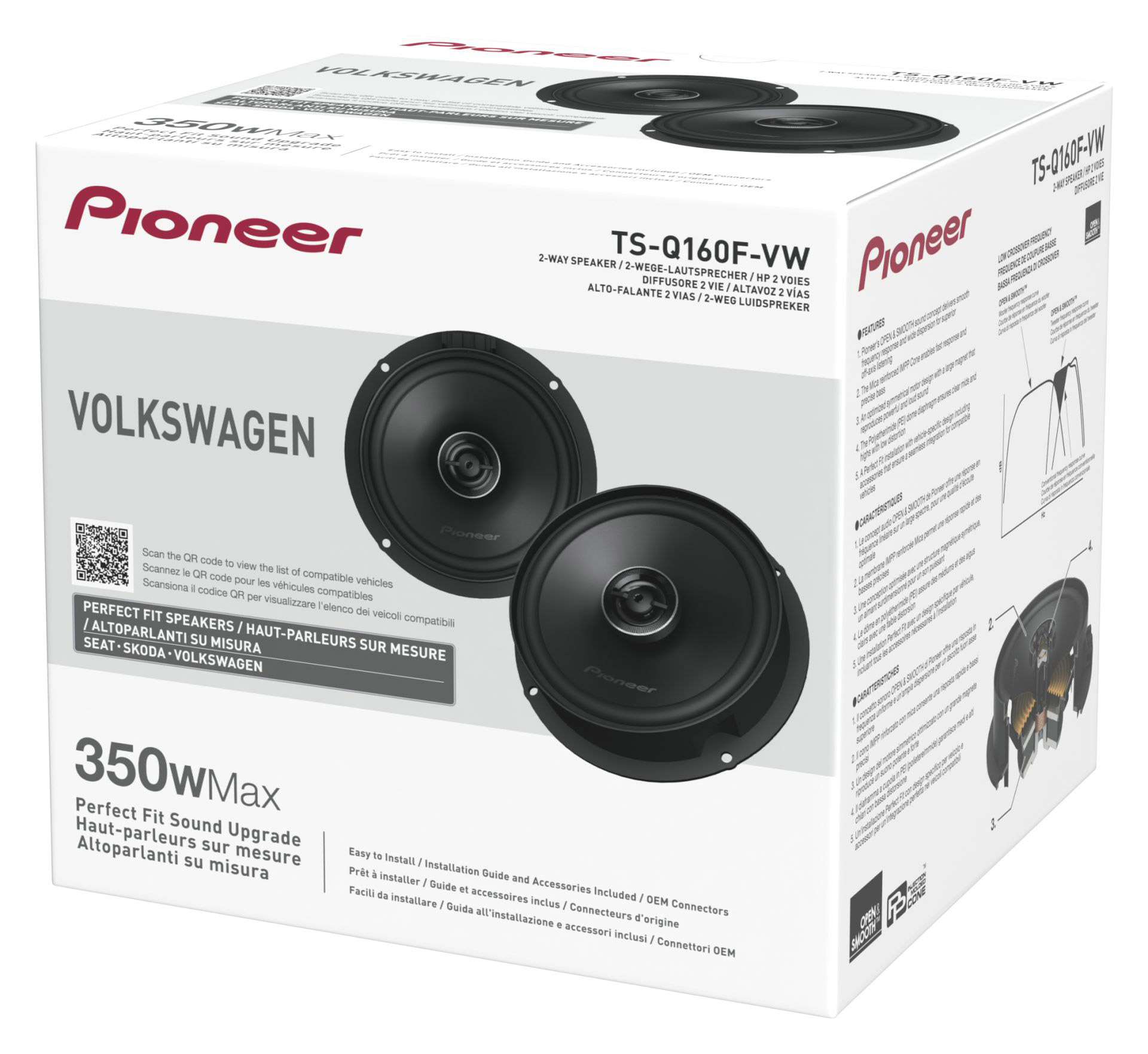 Pioneer TS-Q160F-VW 2-Wege Lautsprecher für Volkswagen, 350W Max.