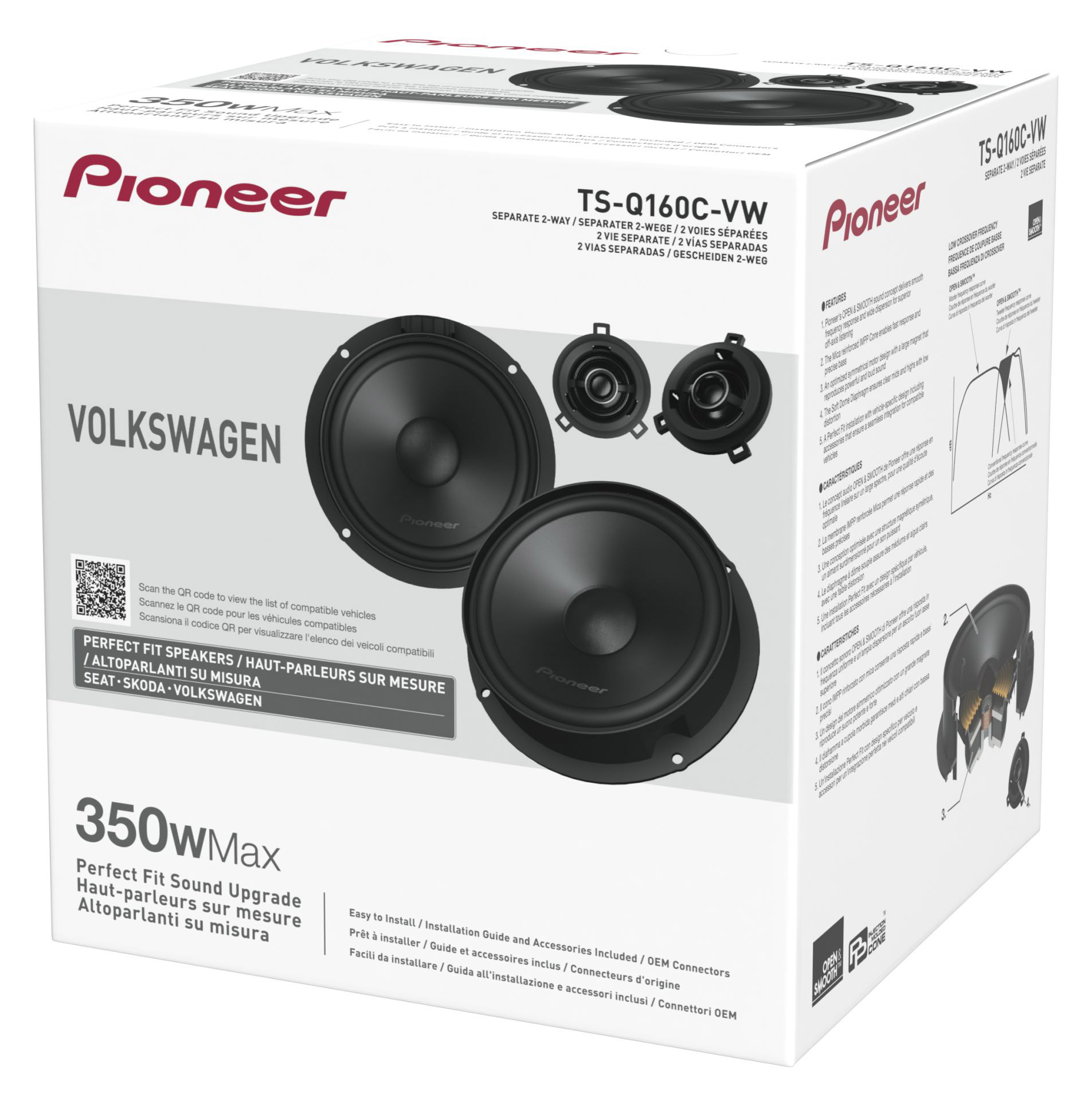 Pioneer Lautsprecher für VW, 350W Max, 2-Wege, inkl. Zubehör.