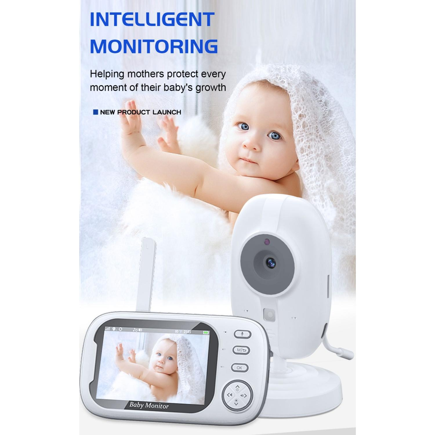 Babyfon mit Kamera und Monitor. Ein Baby ist mit einer Decke bedeckt. Neue Produkteinführung.