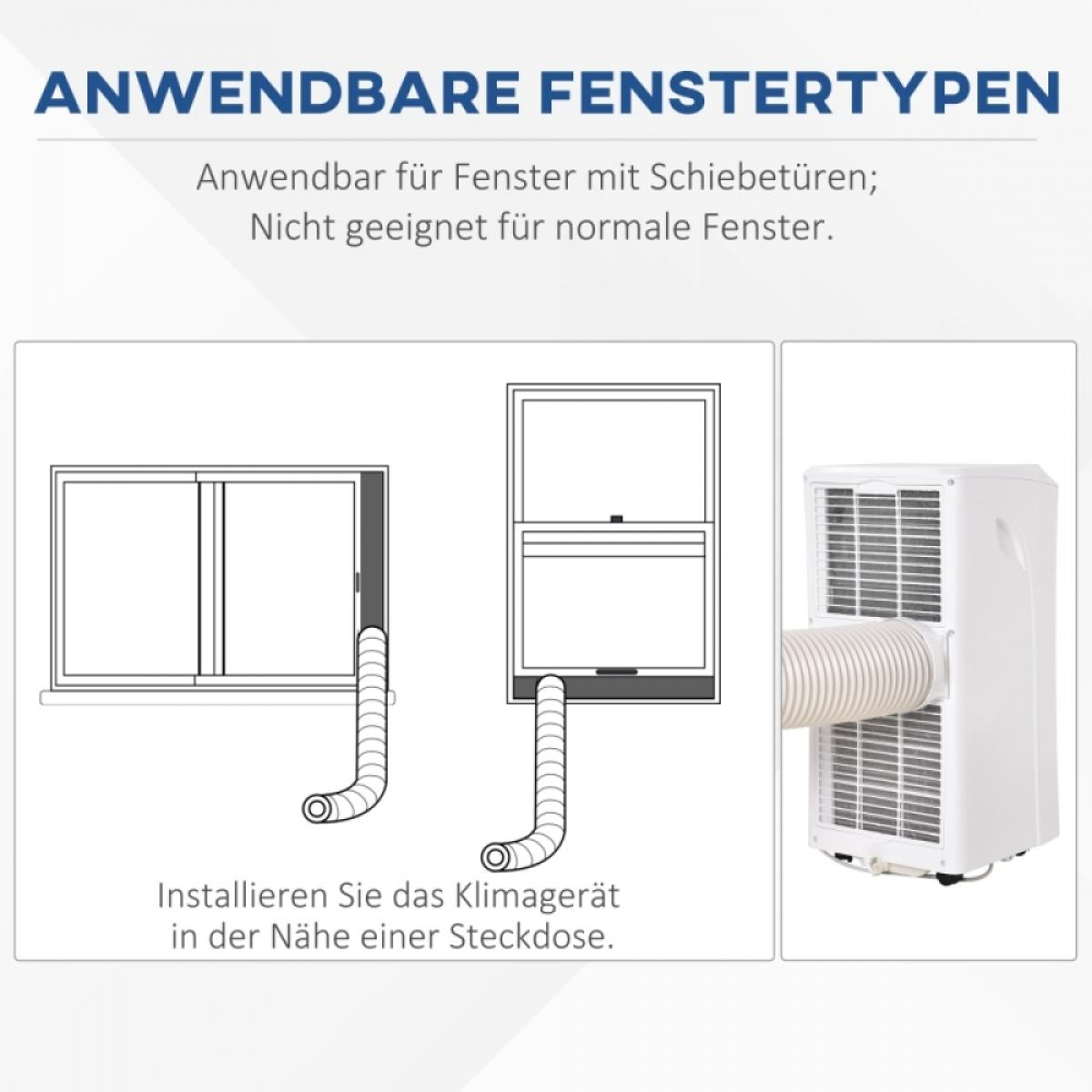 Anleitung zur Installation eines Klimageräts an Schiebefenstern.