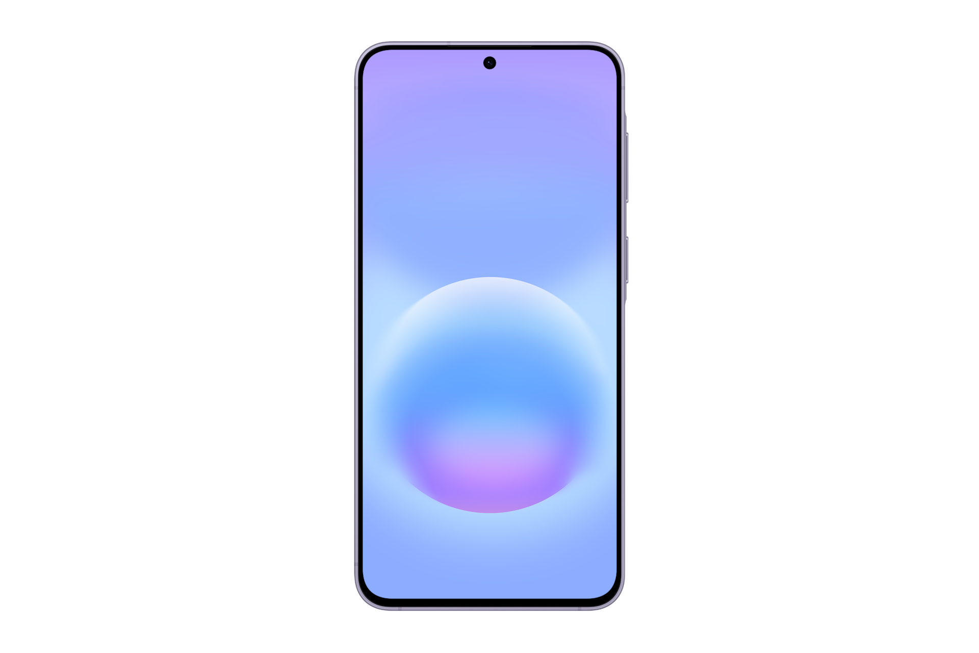 Uno smartphone con sfondo blu-viola e un cerchio blu.