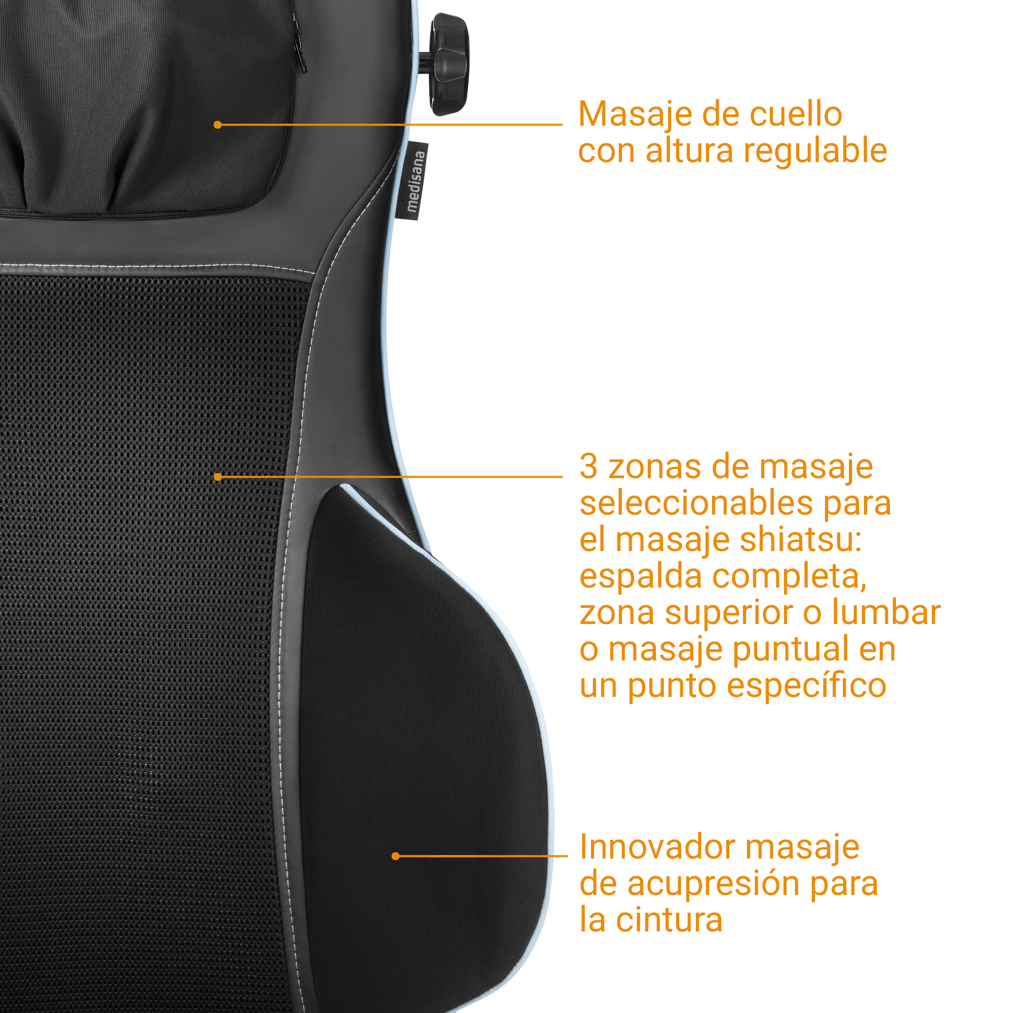 Massagegerät mit verstellbarer Nackenmassage und 3 Massagezonen.