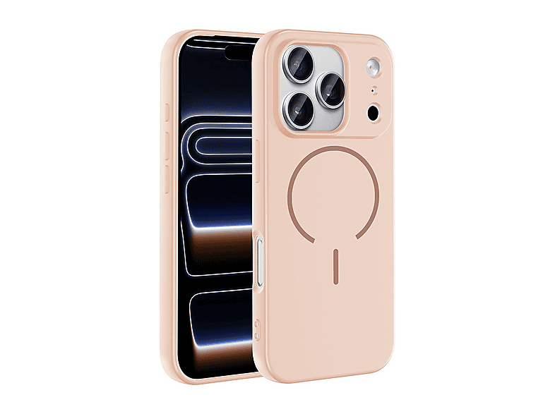 LOPARD iPhone 17 Pro Uyumlu Kablosuz Şarj Özellikli Meta Kapak Yüksek Kamera Koruma Telefon Kılıfı Rose Pembe