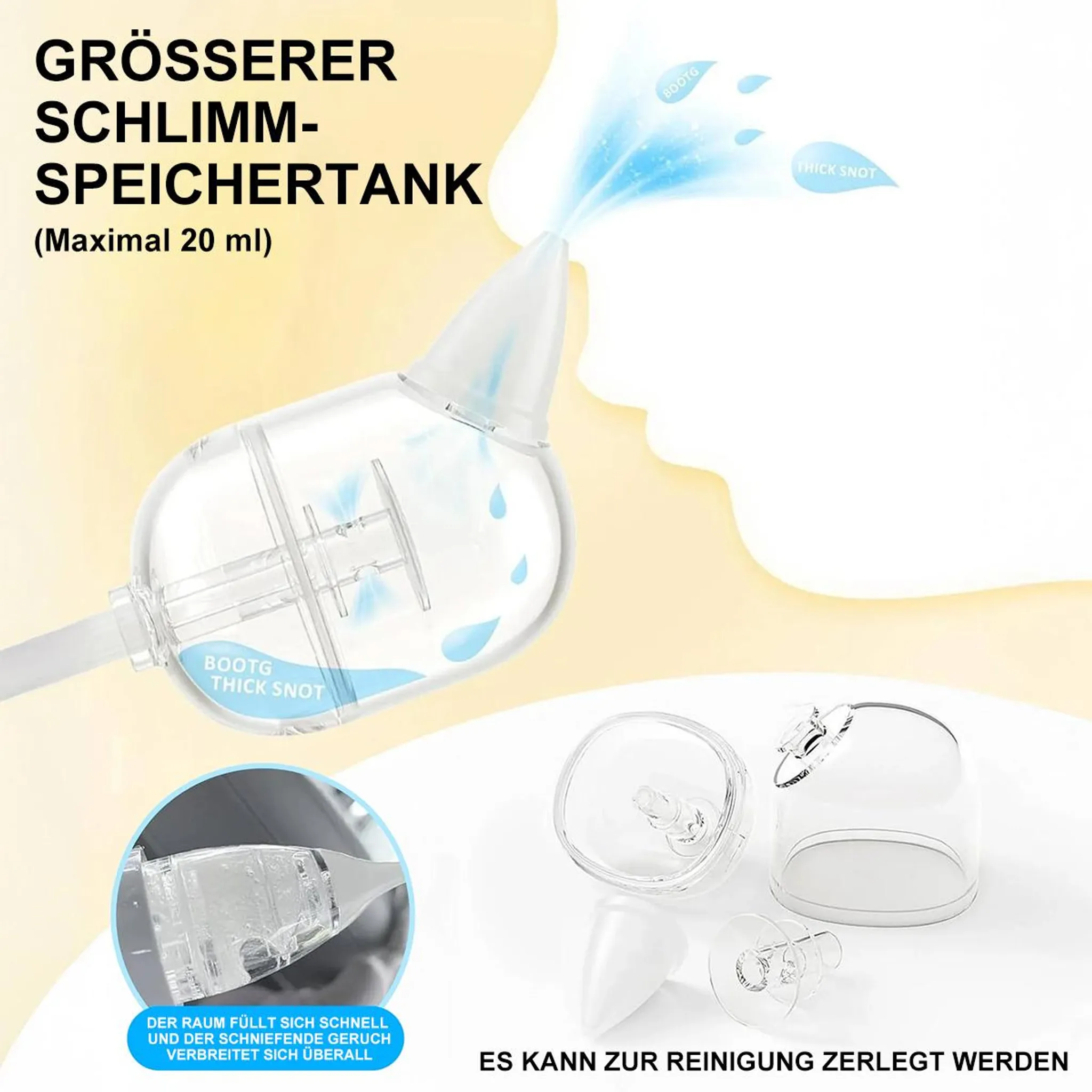 Größerer Schleim-Speichertank (maximal 20 ml) mit detaillierter Darstellung.