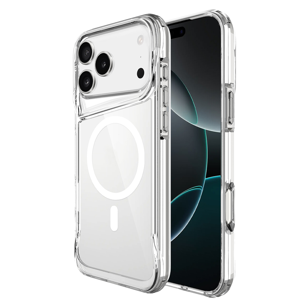Mıknatıslı halkalı şeffaf telefon kılıfı.