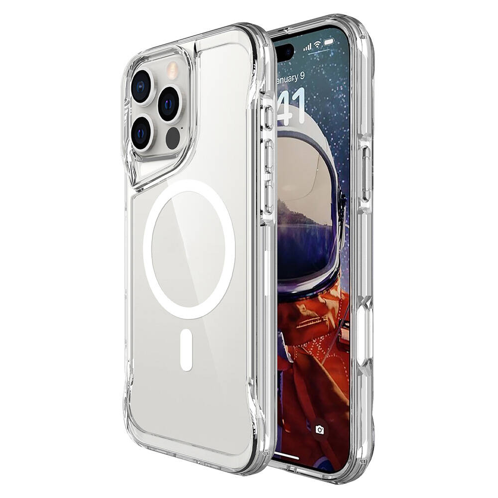 Astronot duvar kağıtlı şeffaf telefon kılıfı.