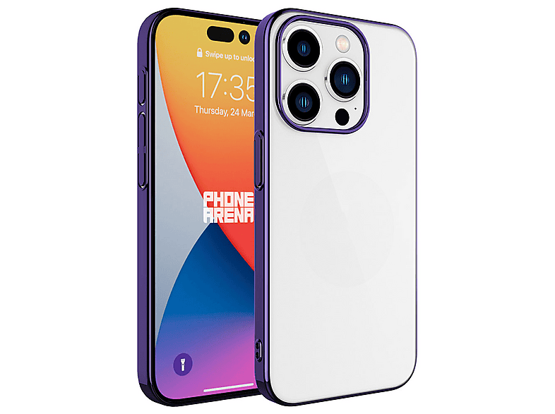 LOPARD iPhone 15 Pro Max Uyumlu Sert PC Renkli Çerçeveli Riksos Kapak Telefon Kılıfı Derin Mor