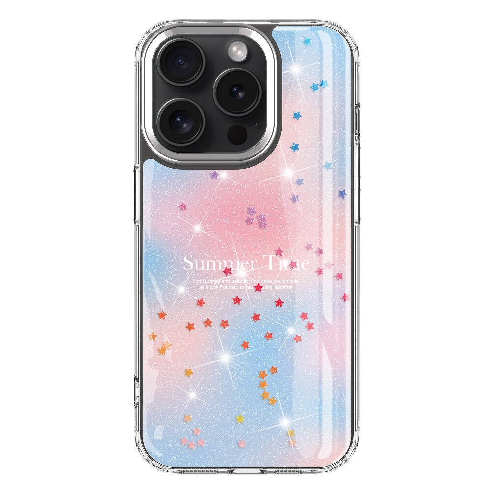 Yıldızlar ve "Summer Time" yazılı şeffaf telefon kılıfı.