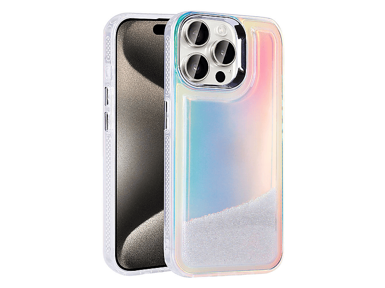 LOPARD iPhone 15 Pro Max Uyumlu Airbagli Renkli Arka Yüzey Boncuk Tasarımlı Kumul Kapak Telefon Kılıfı Şeffaf