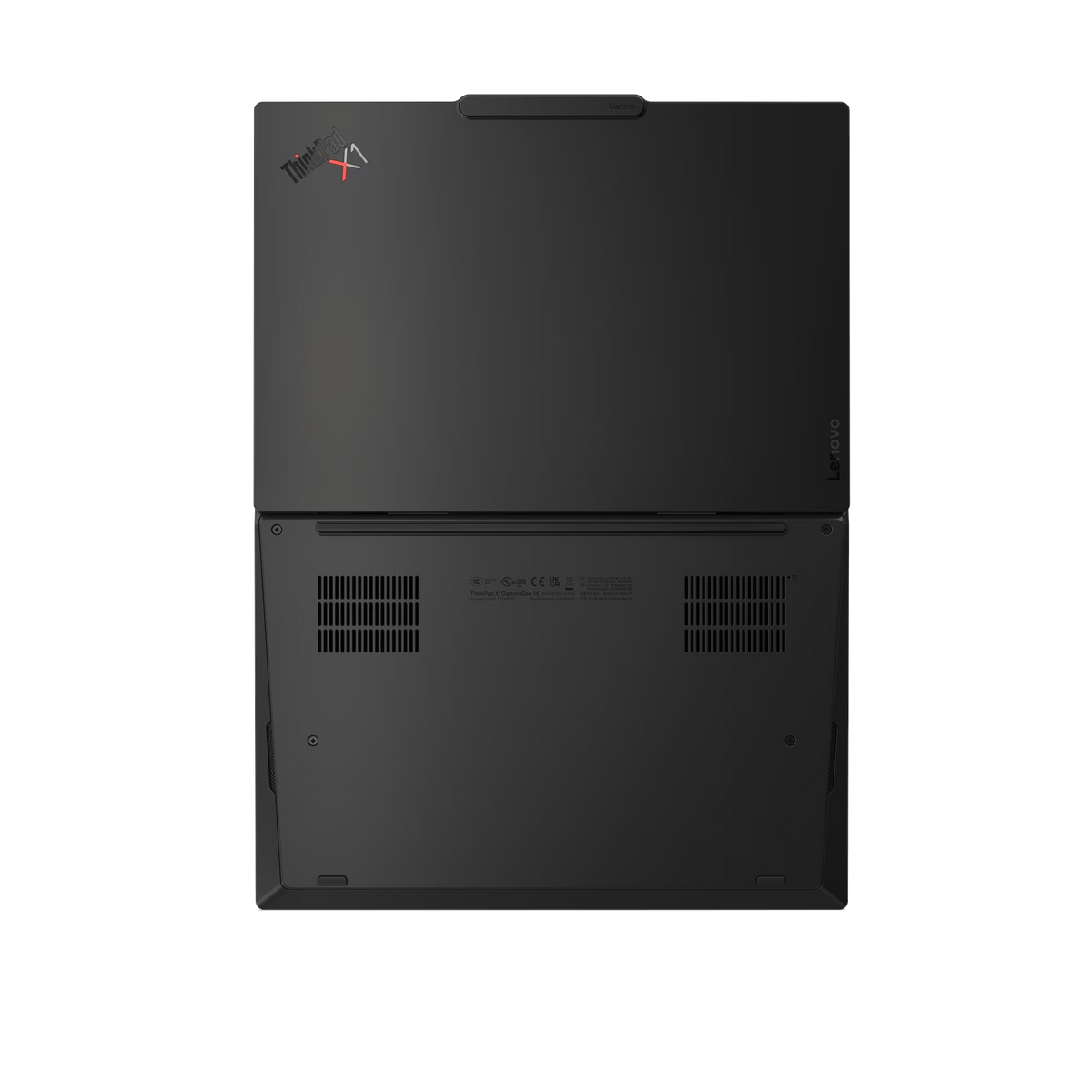 Portátil Lenovo ThinkPad X1 Carbon negro, vista superior, cerrado.
