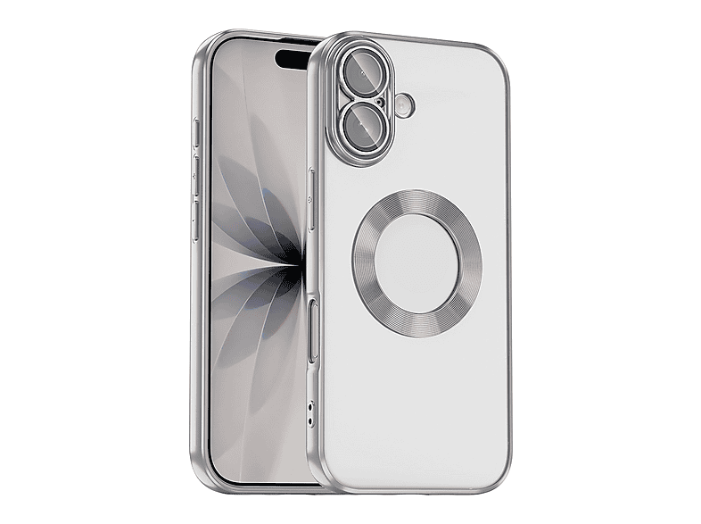 LOPARD iPhone 17 Uyumlu Kamera Korumalı Logo Gösteren Omega Kapak Telefon Kılıfı Gümüş