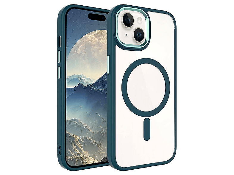 LOPARD iPhone 15 Uyumlu Wireless Şarj Özellikli Krom Kablosuz Uyumlu Silikon Kapak Telefon Kılıfı Koyu Yeşil