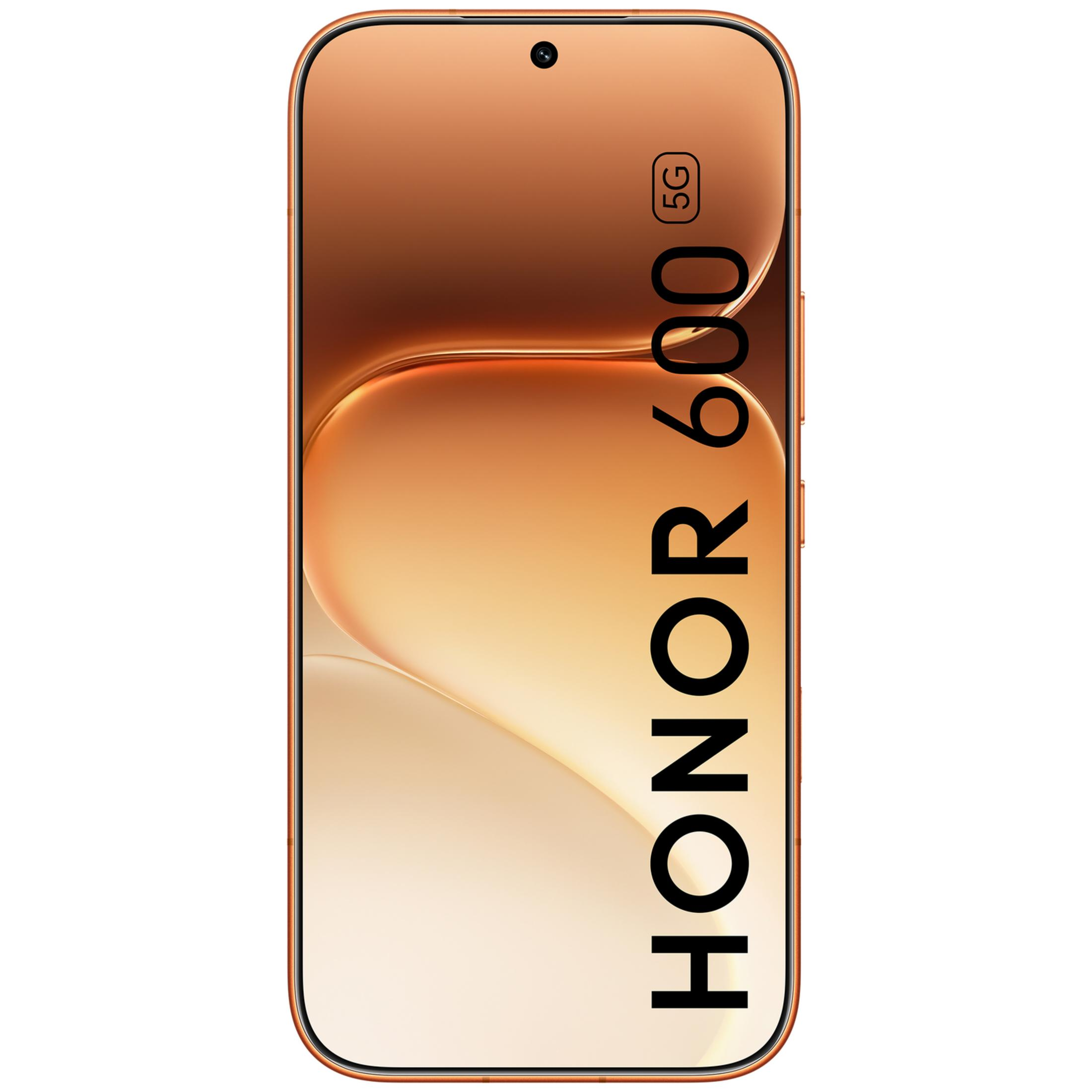 Pomarańczowy smartfon Honor 60 5G z czarnym napisem.