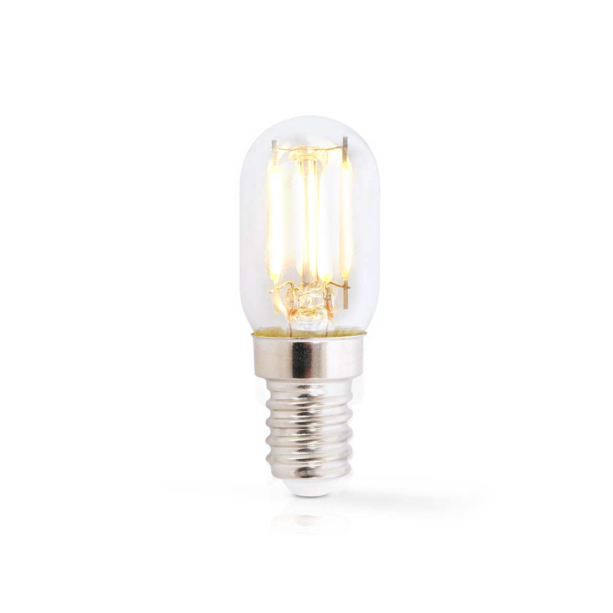 Eine klare Röhren-LED-Lampe mit silbernem Gewindesockel.