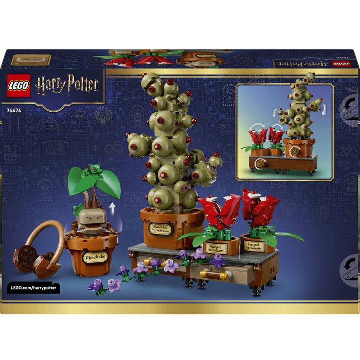 Set LEGO Harry Potter con Mandragora, Geranio Zannuto e altre piante.